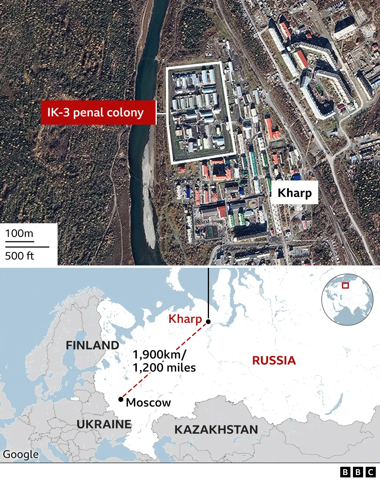 Map showing the IK-3 penal colony