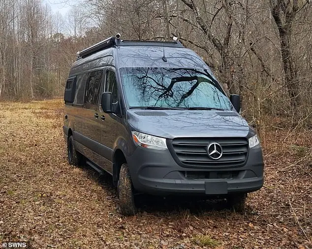 After getting divorced in 2019 and selling her proofreading company for a whopping $4 million, she suffered a ‘breakdown’ and decided to adopt a minimal lifestyle (her van pictured)