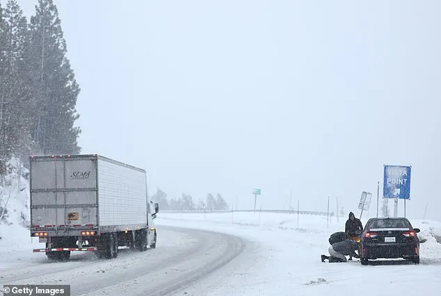 Backcountry avalanche warnings were already in place around Lake Tahoe, as well as areas around Yosemite National Park stretching down to Mammoth Lakes (pictured Soda Springs, California on Thursday)