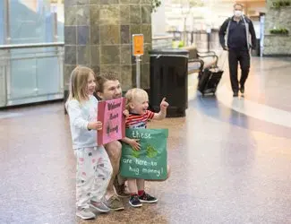 Katherine Witt’s family welcomes her home from deployment in May of 2020. Photo courtesy of the author.