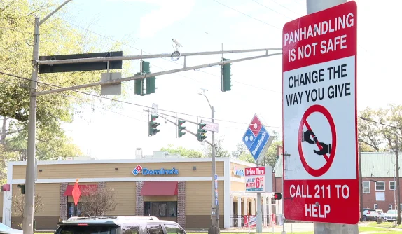 Panhandling signs posted