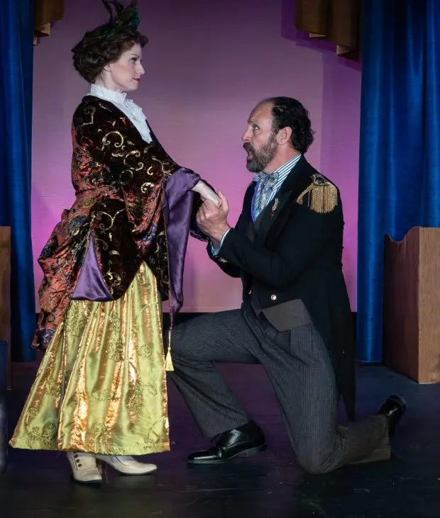 Merrill Grant plays Sarah Bernhardt and Brad Parks plays Henri de Ligne in