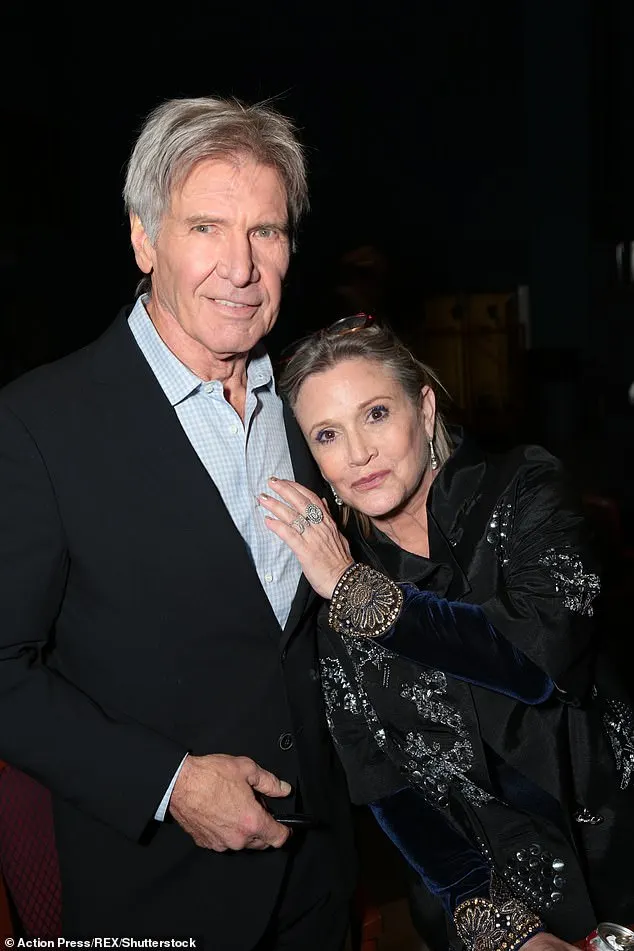 In Carrie's final memoir, she revealed she had a three-month affair with Harrison Ford while filming the original Star Wars, (pictured together in December 2015)