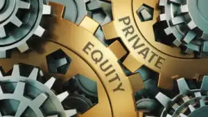 Gold and silver gears with the words