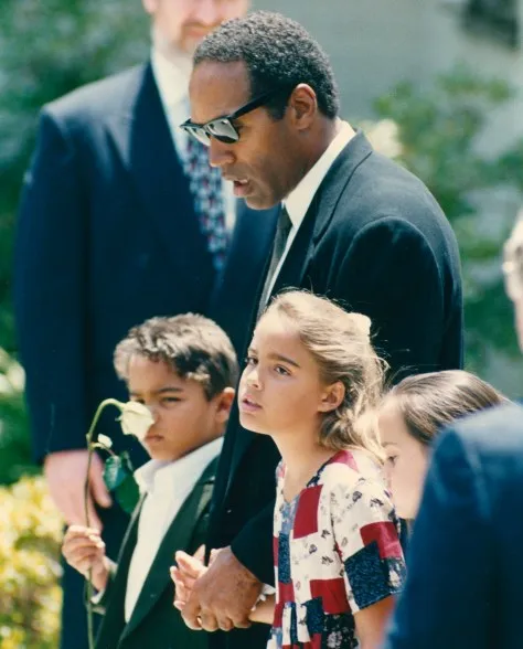 Simpson was seen with his children Justin and Sydney at Nicole Brown’s funeral on June 16th 1994.