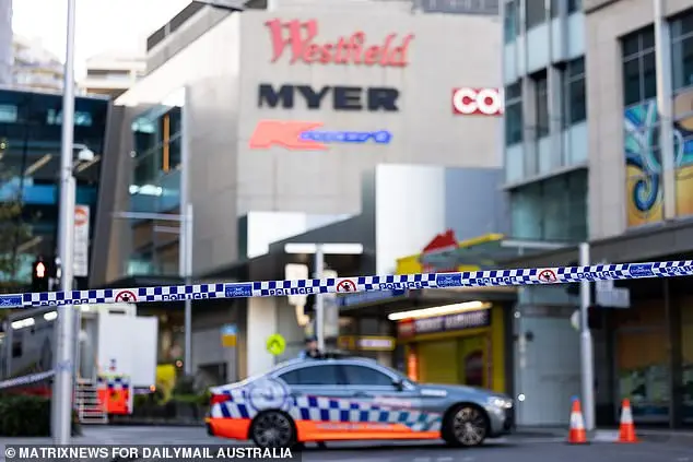 Police are pictured at the scene on Saturday following the mass stabbings