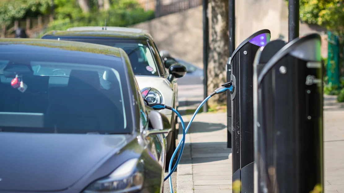 Electric car charging at a charging point around Archway area