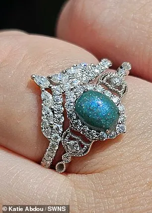Katie had a ring made of her son's ashes, which she wears every day, and has a tattoo of her son's footprints on her shoulder