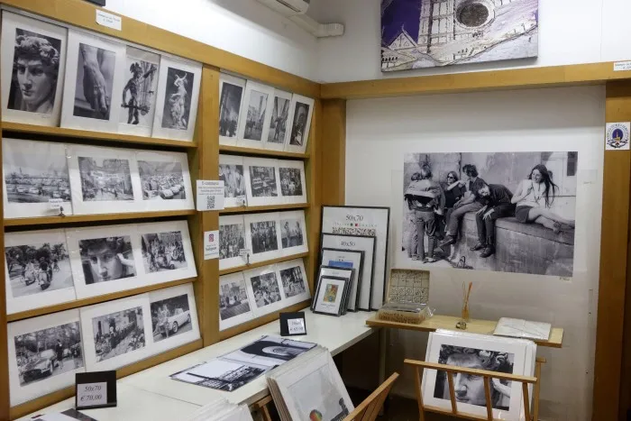 Prints and slides on display in the store