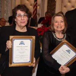 Hon. Karen Rothenberg (right), now retired, pictured with Hon. Debra Silber.Photo: Mario Belluomo/Brooklyn Eagle