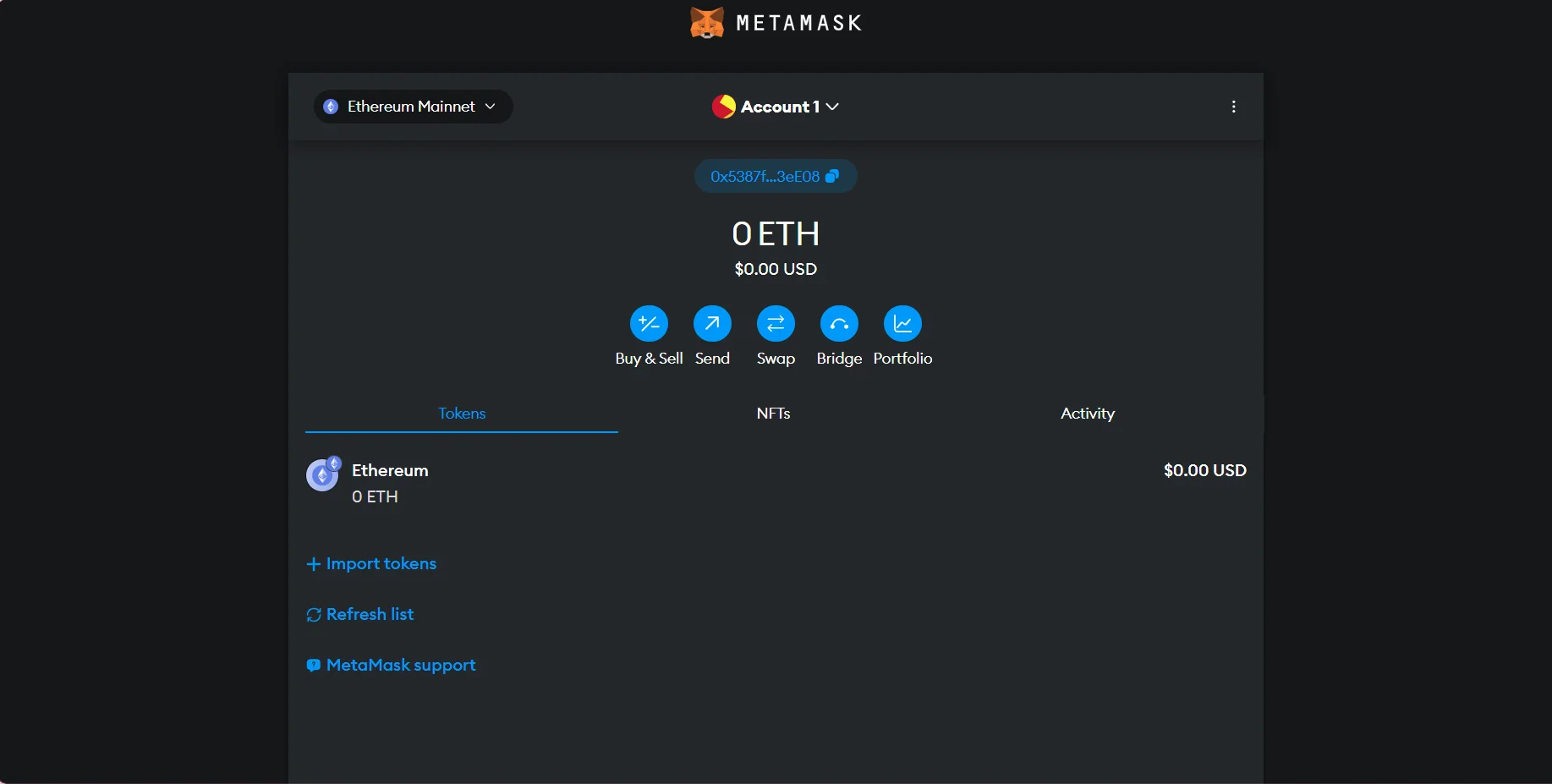 homepage for metamask