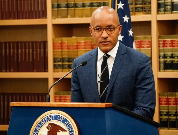 Damian Williams, U.S. Attorney for the Southern District of New York speaks during a press conference at 26 Federal Plaza announcing the unsealing of complaints charging more than 60 current and former NYCHA employees with bribery and extortion offenses Tuesday, Feb. 6, 2024 in Manhattan, New York. (Barry Williams for New Daily News)