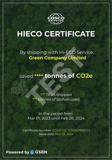 COSCO harnesses GSBN blockchain to issue traceable and verifiable green certificates to accelerate decarbonization in global trade