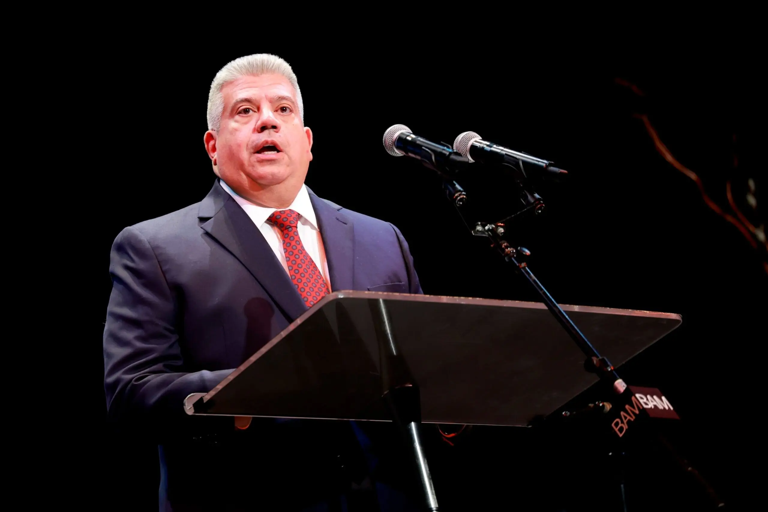 PHOTO: Brooklyn District Attorney Eric Gonzalez speaks on stage during 38th Annual Brooklyn Tribute To Dr. Martin Luther King, Jr. at BAM Howard Gilman Opera House, Jan. 15, 2024, in New York.