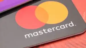 A close-up shot of Mastercard credit or debit cards.