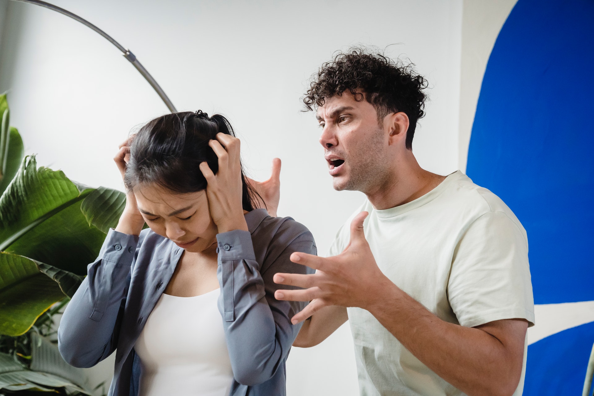 man screaming on his partner