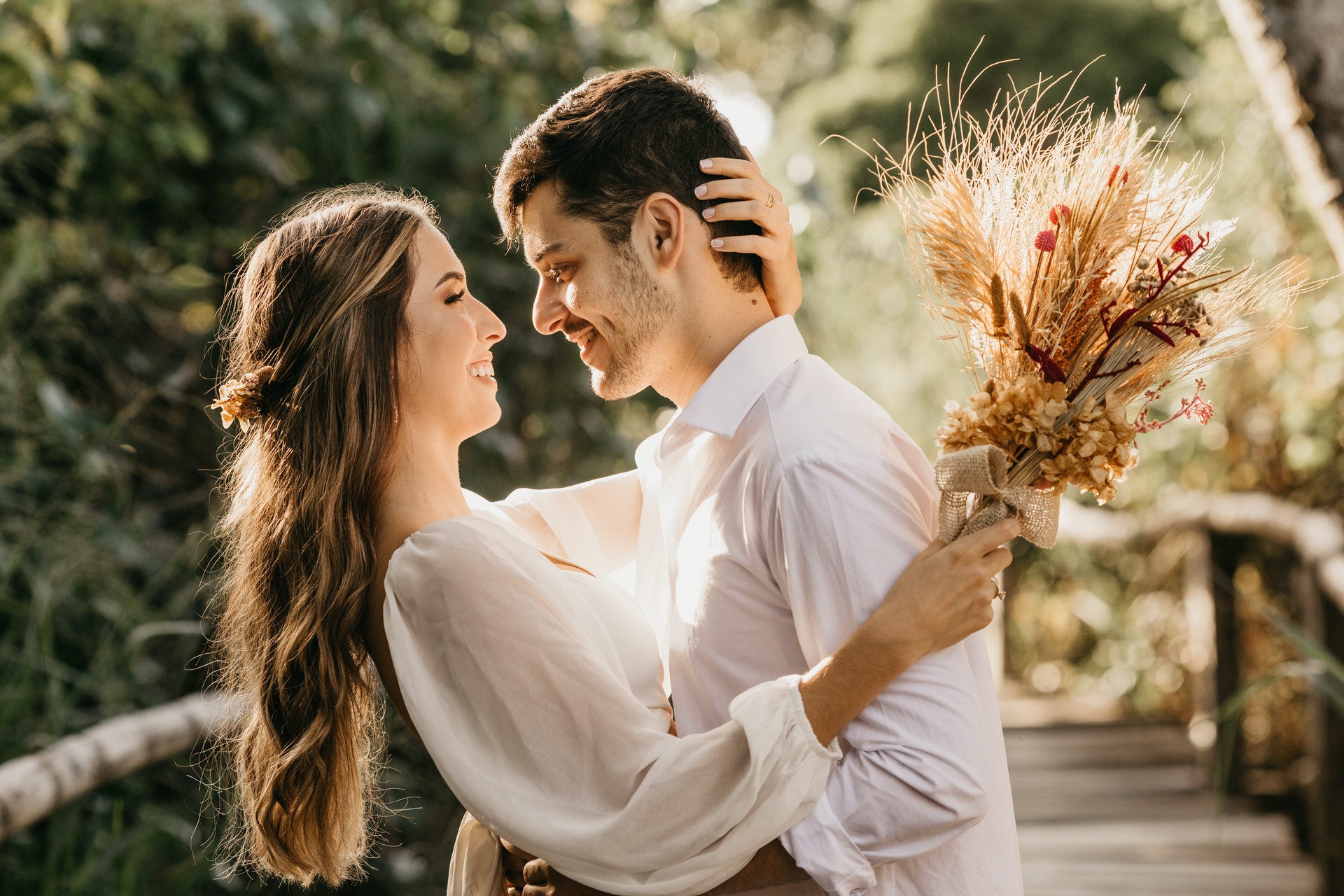 couple embracing outdoor