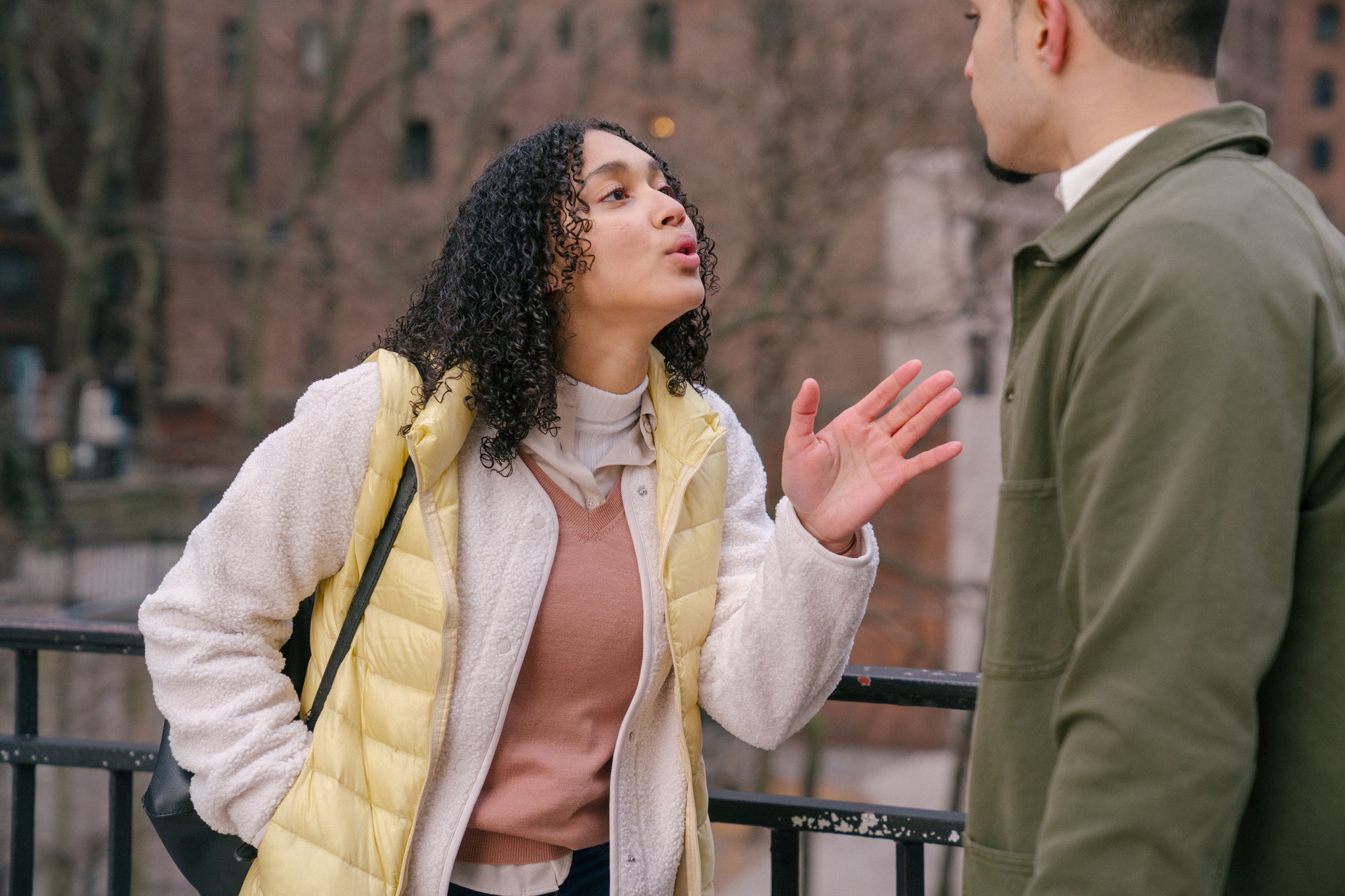 couple arguing on street