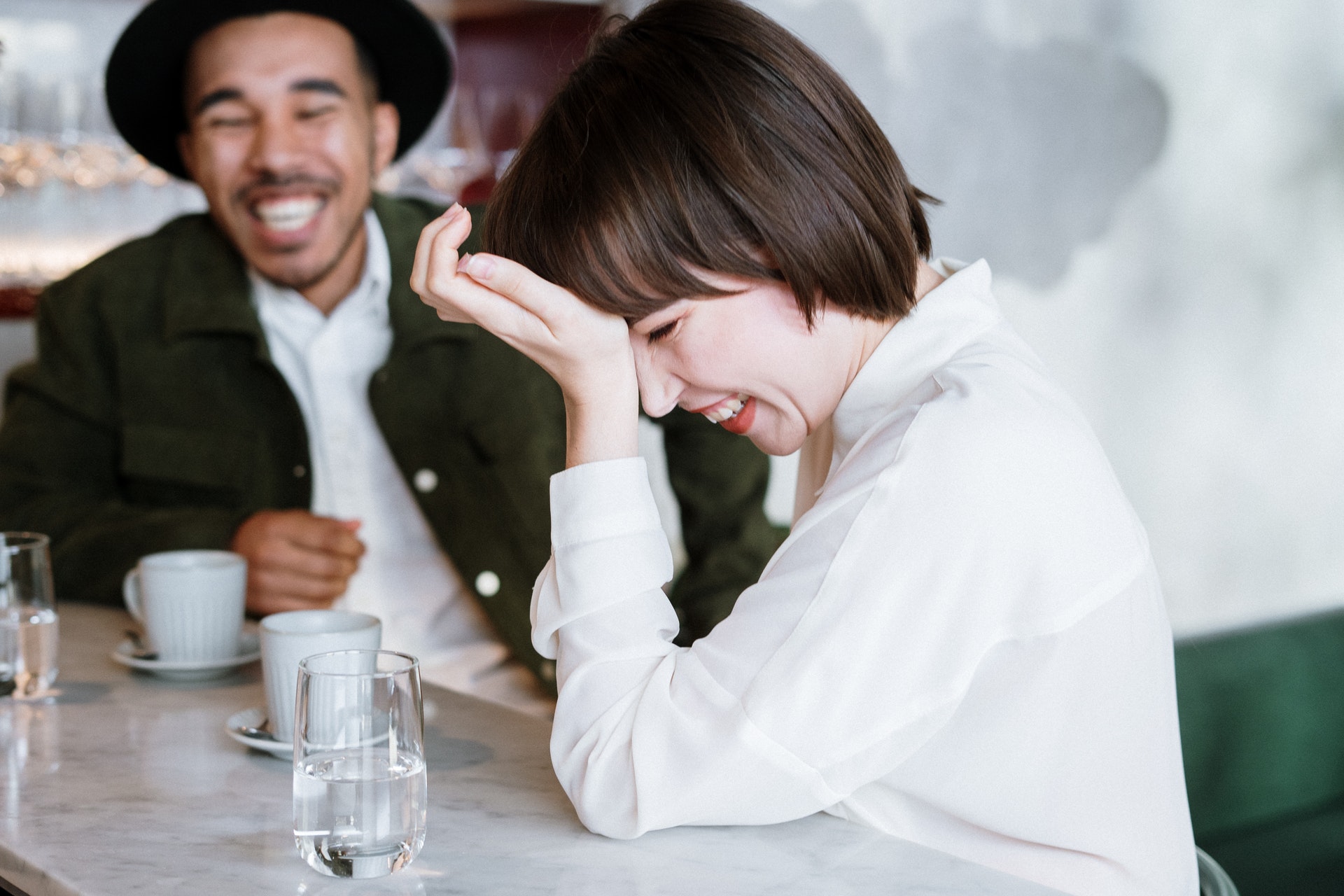 couple laughing on a date