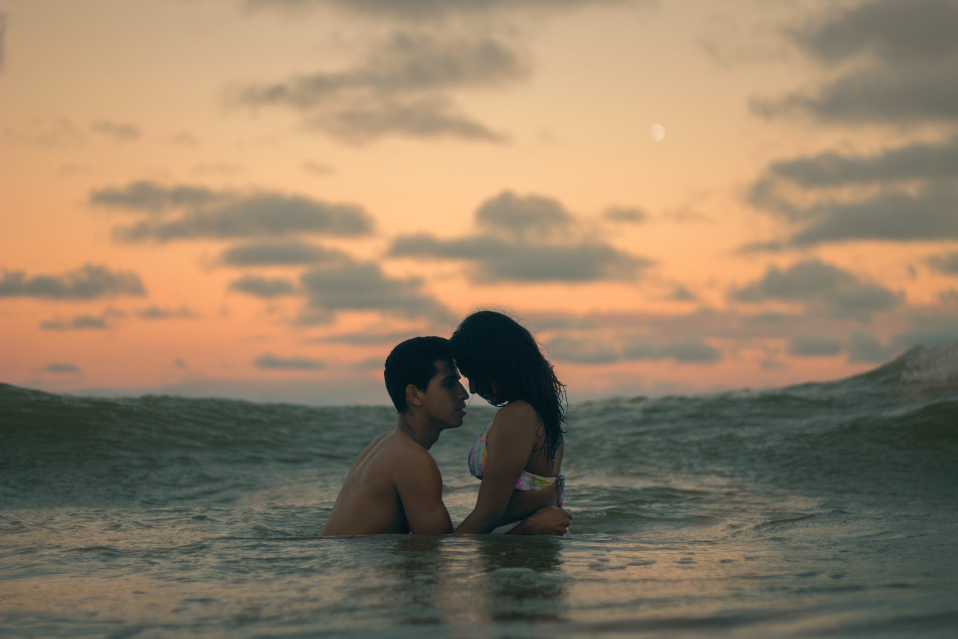 couple in the middle of ocean