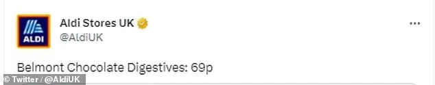 However, budget supermarket chain - known for it's tongue-in-cheek social media team - simply responded with 'Belmont Chocolate Digestives: 69p'