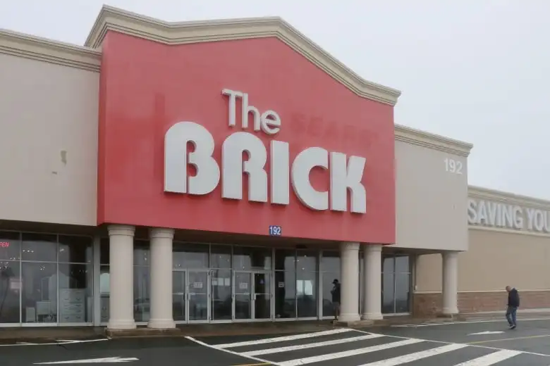 A red sign says 'The Brick.'