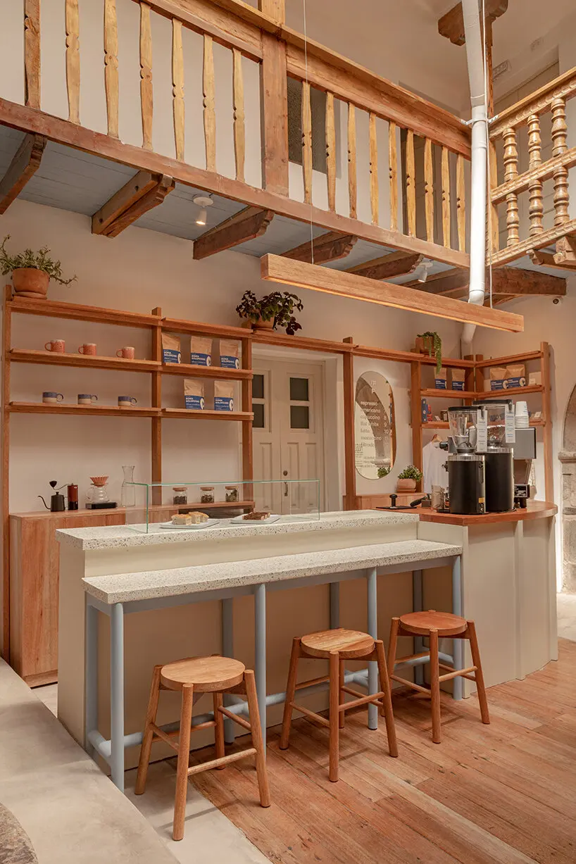 colonial peruvian house turns into women-led café featuring bespoke furniture