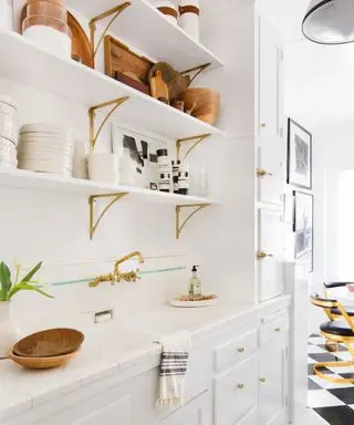 white kitchen shelving