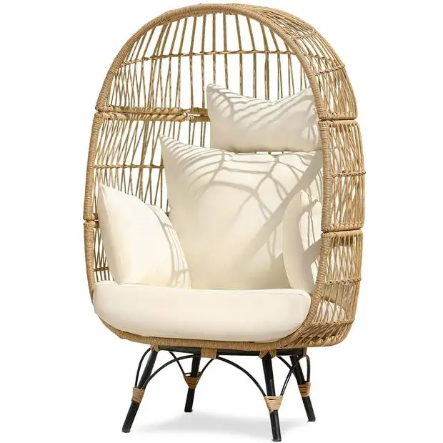 Nicesoul Boho stationary wicker yellow egg chair