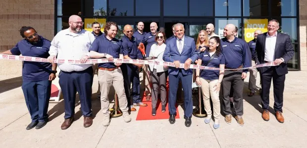 Bob's Discount Furniture celebrated their newest location in Leominster - their first in North Central Mass. - on May 24 with a grand opening event. Store manager Hector Alverez, and Bob's Executive Senior Vice President of Human Resources Pat Davies cut the ribbon for the new store alongside Mayor Dean Mazzarella as well as store employees and community guests the first location for the furniture chain in the region. (GARY FOURNIER)