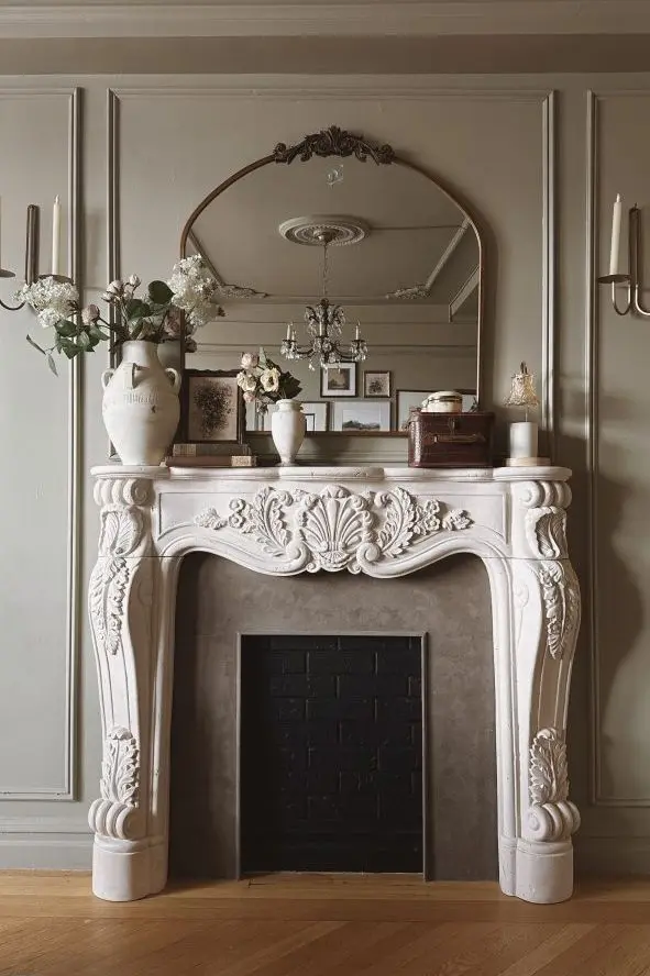 a fireplace in living room