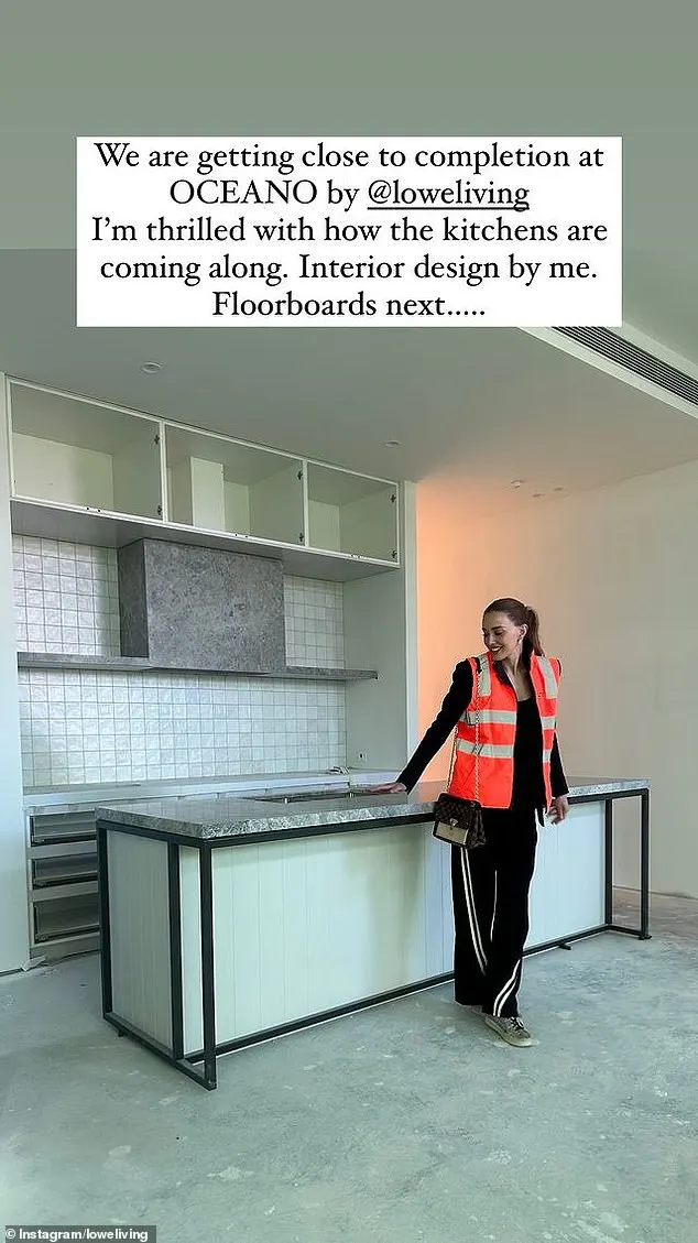 The WAG, 41, shared a photo to Instagram of herself posing in the completed kitchen of one of the luxury apartments she is designing in a new building for Lowe Living