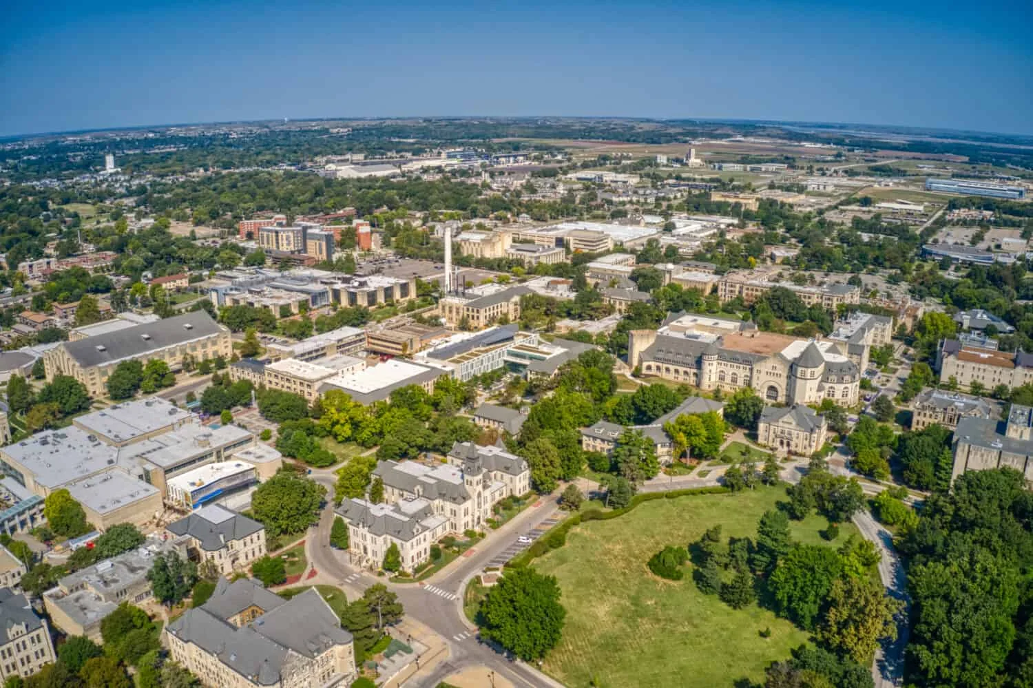 Aerial View of a University in Manhattan, Kansas by Jacob Boomsma