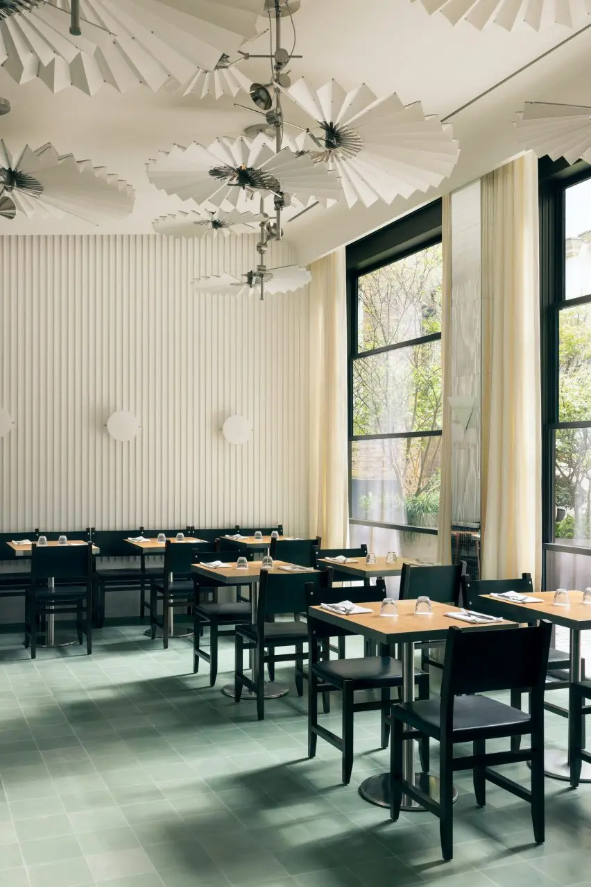 Cafe chairs in wood in London restaurant