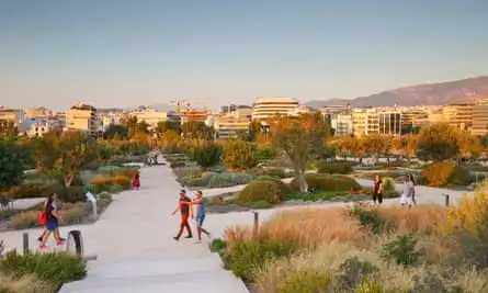 People in the park of Stavros Niarchos, Athens.