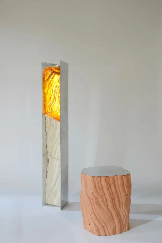 a floor lamp in a biomorphic linear shape