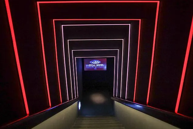 The entrance is 'an important part of a customer's journey', says Dale. Above - his design for the entrance to KingsSocial at Badrutts Palace in St Moritz. The designer said: 'This was an Instagrammable feature and very popular'