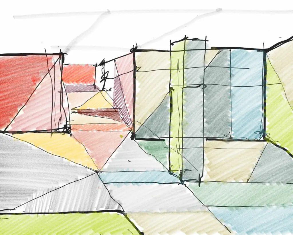 a sketch of color blocking for DesignScene 2024