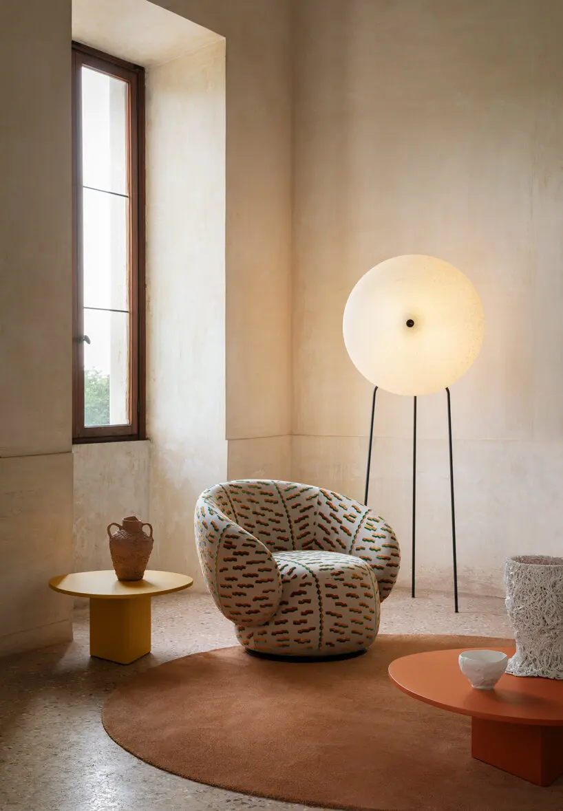 lunar surface-inspired lamp by e-ggs x miniforms gently illuminates interiors