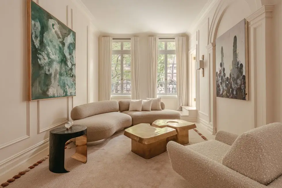 a living room with a couch and coffee table