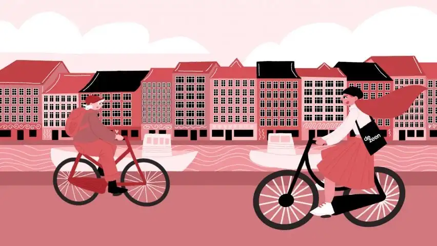 Illustration of people on bikes in Copenhagen for 3 Days of Design