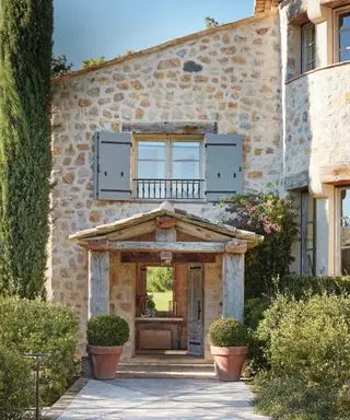 exterior of french stone cottage