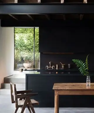 Kitchen scheme painted with black paint