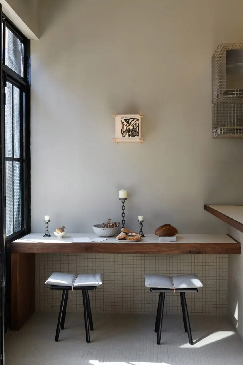 Serene interior of With Others wine bar in Williamsburg