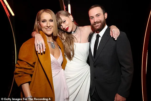 Last month in February, the singer made a surprise appearance at the 66th Annual Grammy Awards to present Album of the Year to Taylor Swift; seen with Swift and son Rene-Charles at the Grammy Awards in L.A.