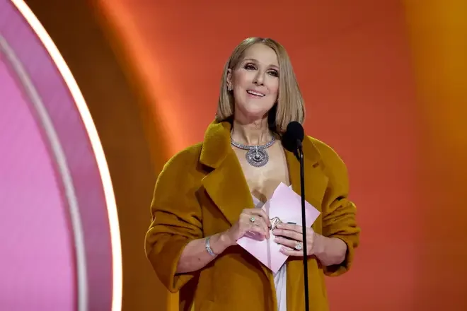 In a surprise appearance, Céline Dion presented the Album Of The Year award at the 2024 Grammy Awards. (Photo by Kevin Mazur/Getty Images for The Recording Academy)