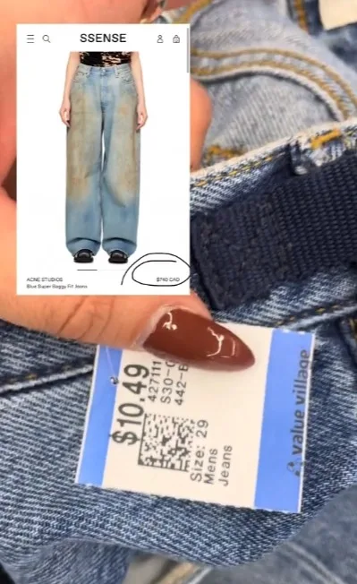 She was able to score expensive Acne jeans for just $10.49