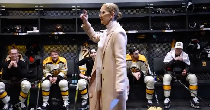 Celine Dion reads Boston Bruins starting lineup