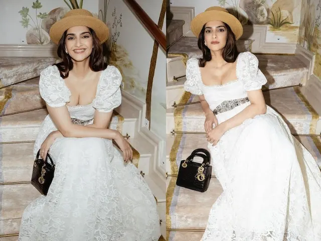 Sonam Kapoor, styled by the talented Rhea Kapoor, effortlessly embodies elegance and panache in her latest ensemble from the renowned brand Dior. (Images: Instagram)