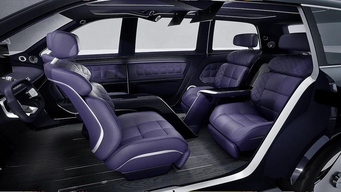 Inside the Genesis Neolun concept are four lounge-style seats.